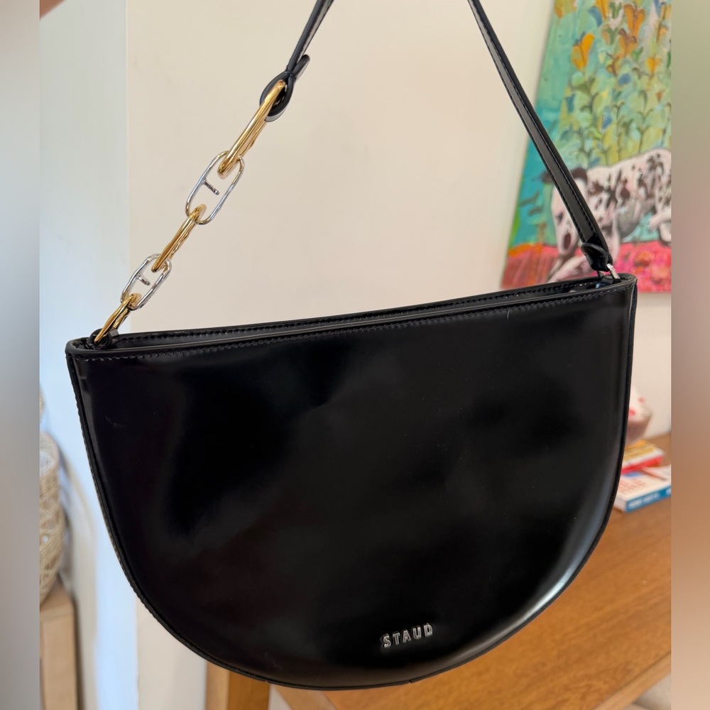 STAUD Black Leather Shoulder Bag - Picture 3 of 5